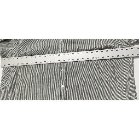 ULLA JOHNSON Button Up Shirt Top Women Plus 24 Gray White Striped Short Sleeves - Picture 7 of 7